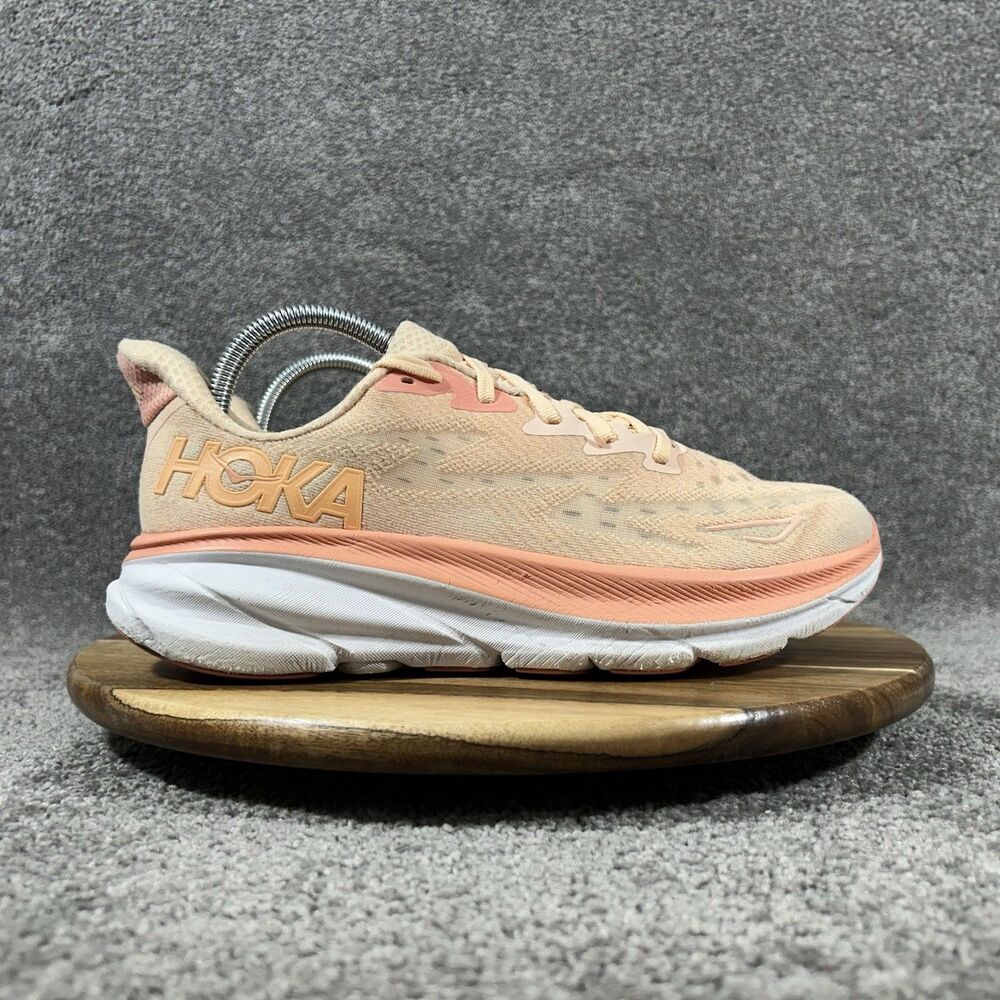 Hoka One One Peach Pink and White Women's Running Shoe